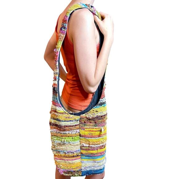 Nepalese 90's Handmade Hippie Festival Boho Sling Crossbody bag Vibrant - Picture 1 of 9